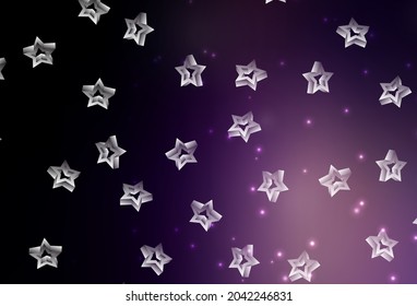 Dark Purple vector texture with beautiful stars. Decorative shining illustration with stars on abstract template. Template for cosmic backgrounds.