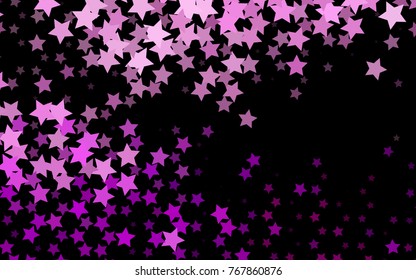 Dark Purple vector texture with beautiful stars. Glitter abstract illustration with colored stars. The pattern can be used for wrapping gifts.