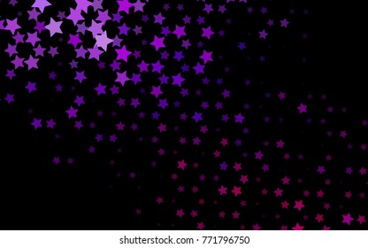 Dark Purple vector texture with beautiful stars. Shining colored illustration with stars. The pattern can be used for wrapping gifts.