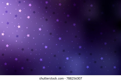 Dark Purple vector texture with beautiful stars. Stars on blurred abstract background with gradient. The pattern can be used for wrapping gifts.