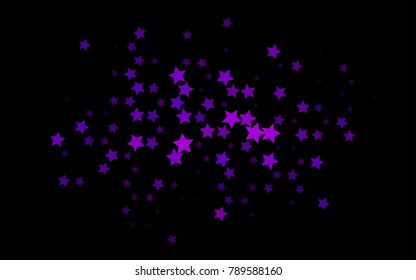 Dark Purple vector texture with beautiful stars. Shining colored illustration with stars. Best design for your ad, poster, banner.