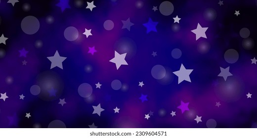 Dark Purple vector texture with circles, stars. Illustration with set of colorful abstract spheres, stars. Template for business cards, websites.