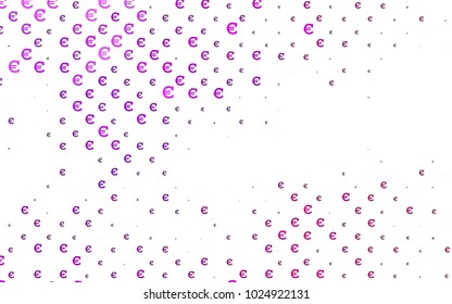 Dark Purple vector texture with colored Euro signs. Shining colored illustration with Euro signs, EUR. Template can be used as a background for ads of markets, loans.