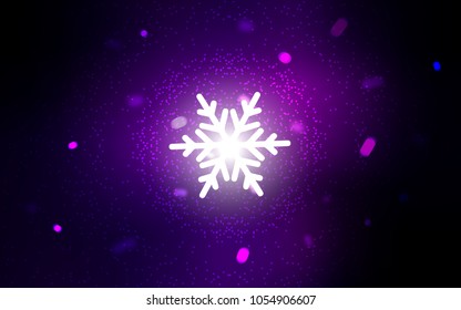 Dark Purple vector texture with colored snowflakes. Shining colored illustration with snow in christmas style. New year design for your business advert.