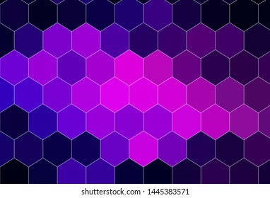 Dark Purple vector texture with colorful hexagons. Abstract illustration with colorful hexagons. Design for your business advert.