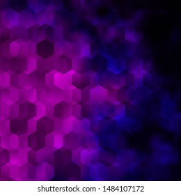 Dark Purple vector texture with colorful hexagons. Glitter abstract illustration in hexagonal style. Pattern for ads, leaflets.