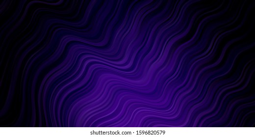 Dark Purple vector texture with curves. Abstract illustration with bandy gradient lines. Pattern for commercials, ads.