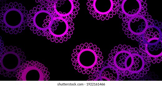 Dark purple vector texture with disease symbols. Abstract illustration with biological gradient shapes. Best design for quarantine events.