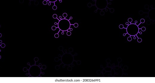Textura vectorial púrpura oscura con símbolos de la enfermedad. Ilustración inteligente con signos cómodos en estilo decorativo. Mejor diseño para eventos de cuarentena.