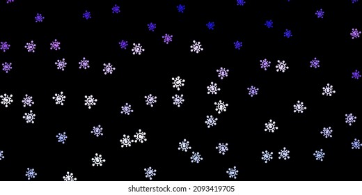 Dark purple vector texture with disease symbols. Smart illustration with covid signs in decorative style. Design for biohazard warning.
