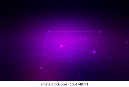 Dark Purple vector texture with disks, lines. Design with connection of dots and lines on colorful background. Pattern can be used as texture of wallpapers.