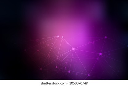 Dark Purple vector texture with disks, lines. Modern abstract colorful illustration with spheres and lines. Completely new template for your brand book.