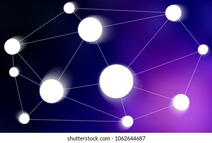 Dark Purple vector texture with disks, lines. Design with connection of dots and lines on colorful background. Completely new template for your brand book.