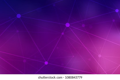 Dark Purple vector texture with disks, lines. Decorative design in abstract style with triangle structure. Pattern can be used for futuristic ad, booklets.