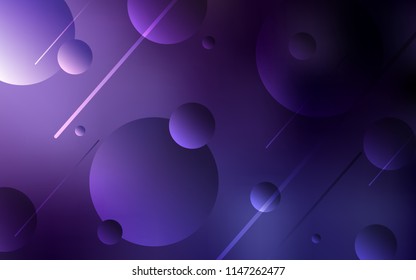 Dark Purple vector texture with disks. Blurred decorative design in abstract style with bubbles. Beautiful design for your business advert.