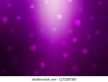 Dark Purple vector texture with disks. Blurred bubbles on abstract background with colorful gradient. Pattern can be used as texture of water, rain drops.