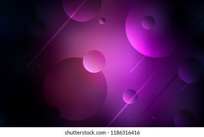 Dark Purple vector texture with disks. Glitter abstract illustration with blurred drops of rain. Pattern can be used for futuristic ad, booklets.