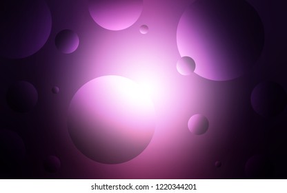 Dark Purple vector texture with disks. Abstract illustration with colored bubbles in nature style. Pattern can be used for futuristic ad, booklets.