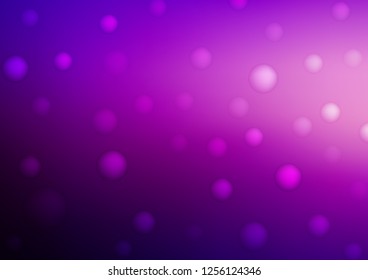 Dark Purple vector texture with disks. Glitter abstract illustration with blurred drops of rain. Completely new template for your brand book.
