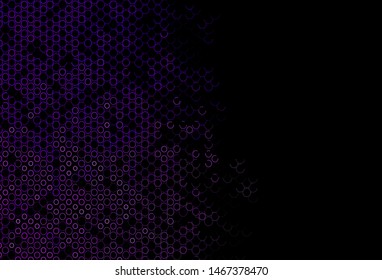 Dark Purple vector texture with disks. Illustration with set of shining colorful abstract circles. Pattern of water, rain drops.