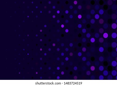 Dark Purple vector texture with disks. Beautiful colored illustration with blurred circles in nature style. Completely new template for your brand book.