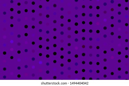 Dark Purple vector texture with disks. Abstract illustration with colored bubbles in nature style. Pattern for ads, booklets.