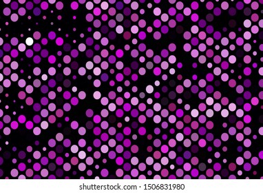 Dark Purple vector texture with disks. Abstract illustration with colored bubbles in nature style. Pattern of water, rain drops.