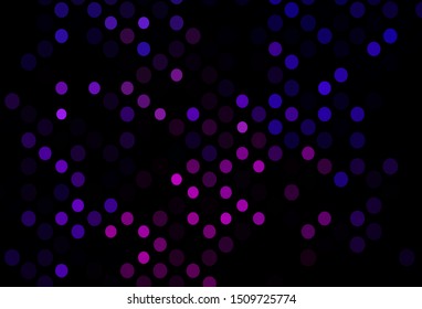 Dark Purple vector texture with disks. Illustration with set of shining colorful abstract circles. Pattern for beautiful websites.