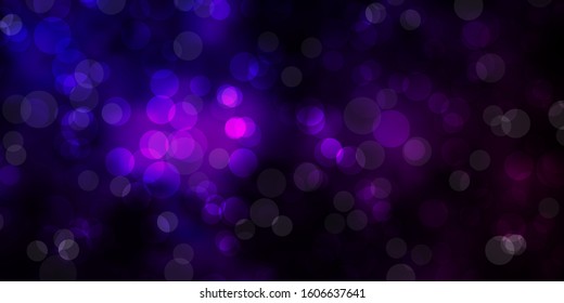 Dark Purple vector texture with disks. Illustration with set of shining colorful abstract spheres. New template for a brand book.