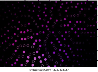 Dark Purple vector texture with disks. Blurred decorative design in abstract style with bubbles. Pattern of water, rain drops.