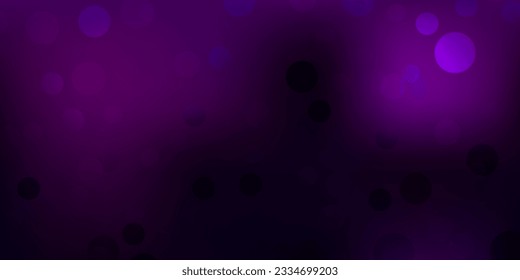 Dark purple vector texture with disks. Abstract decorative design in gradient style with bubbles. New template for a brand book.