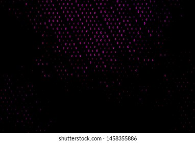 Dark Purple vector texture with financial symbols. Blurred design in with symbols of EUR, JPY, GBP. Template for ads of markets, loans.