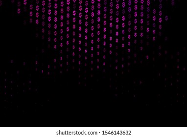 Dark Purple vector texture with financial symbols. Shining colored illustration with dollar, USD, usa signs. Smart design for your business advert of economic, wealth.