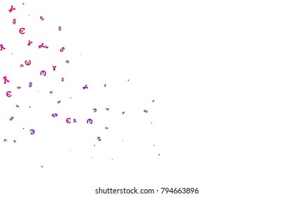 Dark Purple vector texture with financial symbols. Illustration with EUR, USD, JPY signs on white template. Smart design for your business advert of economic, wealth.
