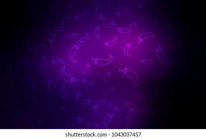 Textura vector púrpura oscura con pimientos calientes. pimientos sobre fondo abstracto borroso con gradiente colorido. Patrón de menú de cafés, bares, restaurantes.