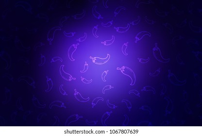 Dark Purple vector texture with hot peppers. Decorative shining illustration with peppers on abstract template. Pattern for menu of cafes, bars, restaurants.