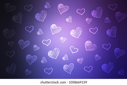 Dark Purple vector texture with lovely hearts. Illustration with hearts in love concept for valentine's day. Beautiful design for your business advert of anniversary.