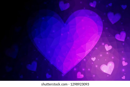 Dark Purple vector  texture with lovely hearts. Illustration with hearts in love concept for valentine's day. Template for Valentine's greeting postcards.