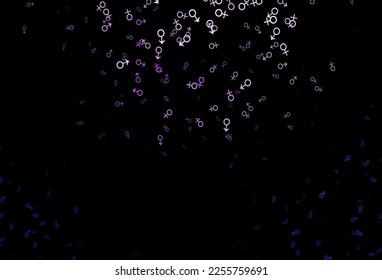 Dark purple vector texture with male, female icons. Smart illustration in colorful gradient style with gender signs. Base design for dating websites.