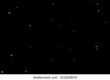 Dark Purple vector texture with mathematic symbols. Modern geometrical illustration with numerals. Template for landing page of typography.