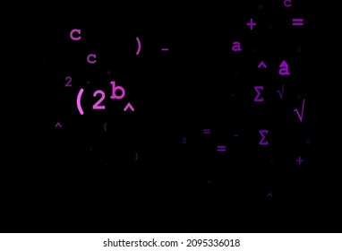 Dark Purple vector texture with mathematic symbols. Blurred design in simple style with collection of numerals. Pattern for ads, poster, banner of books.