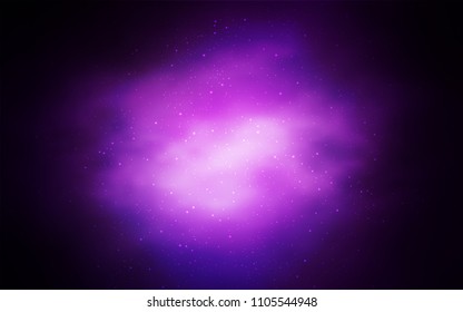 Dark Purple vector texture with milky way stars. Glitter abstract illustration with colorful cosmic stars. Pattern for astronomy websites.