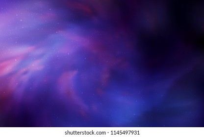 Dark Purple vector texture with milky way stars. Shining colored illustration with bright astronomical stars. Template for cosmic backgrounds.