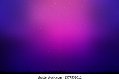 Dark Purple vector texture with milky way stars. Shining colored illustration with bright astronomical stars. Best design for your ad, poster, banner.