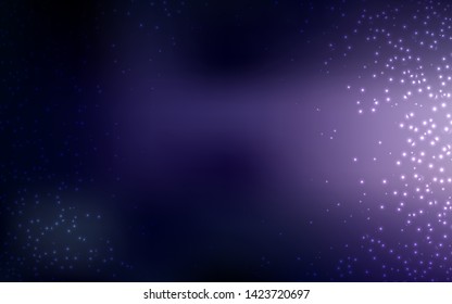 Dark Purple vector texture with milky way stars. Space stars on blurred abstract background with gradient. Pattern for futuristic ad, booklets.