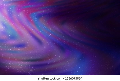 Dark Purple vector texture with milky way stars. Glitter abstract illustration with colorful cosmic stars. Pattern for futuristic ad, booklets.