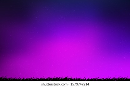 Dark Purple vector texture with milky way stars. Glitter abstract illustration with colorful cosmic stars. Smart design for your business advert.