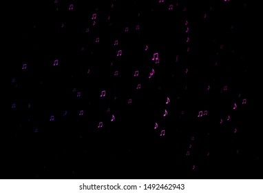 Dark Purple vector texture with musical notes. Shining illustration of colorful gradient music notes. Template for fasion magazines.