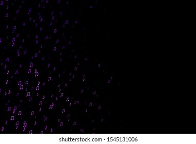 Dark Purple vector texture with musical notes. Shining illustration of colorful gradient music notes. Template for fasion magazines.