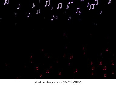 Dark Purple vector texture with musical notes. Isolated colorful music keys on abstract background. Template for fasion magazines.